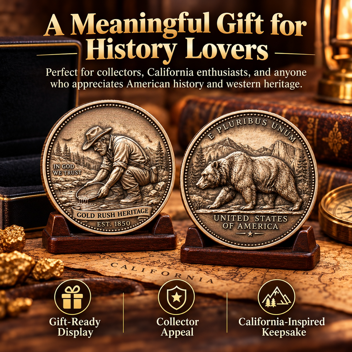 🇺🇸Own a Piece of California's History⛏️California Gold Rush Heritage Commemorative Coin