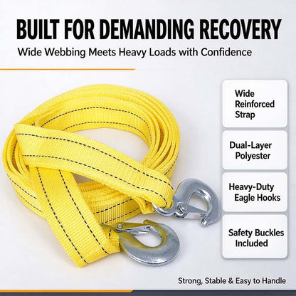 Car Tow Strap - 4m Length, 5-Ton Double-Layer Thick Off-Road Towing Recovery Strap 🚗