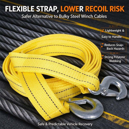 Car Tow Strap - 4m Length, 5-Ton Double-Layer Thick Off-Road Towing Recovery Strap 🚗