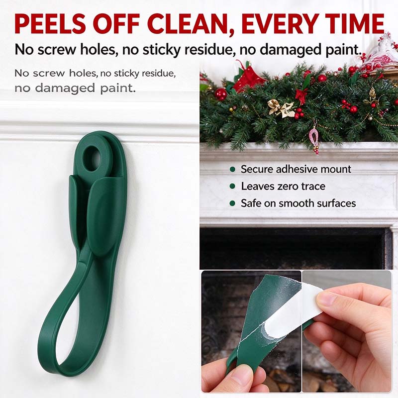 6Pcs Reusable Silicone Adhesive Christmas Garland Hooks - Traditional Household Hanger🎄