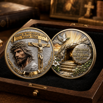 🎉🇺🇸 Limited Edition! 🔥 Only 250 Available! ✝️“No Greater Love” Resurrection Coin – Christian Faith Keepsake