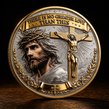 🎉🇺🇸 Limited Edition! 🔥 Only 250 Available! ✝️“No Greater Love” Resurrection Coin – Christian Faith Keepsake