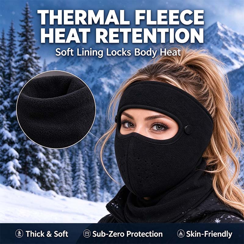 ✨Winter Face Mask with Detachable Goggles, Windproof Thermal Fleece Lined Full Face Cover 🥽