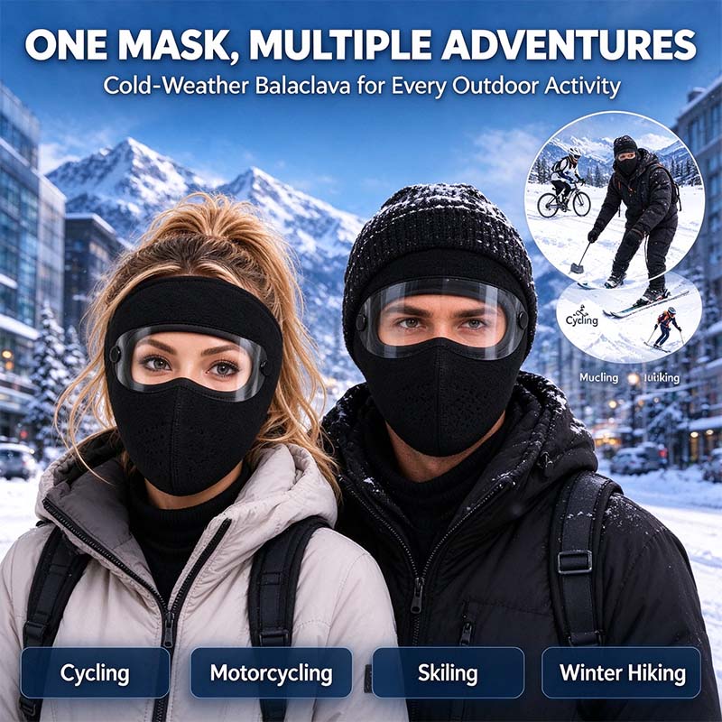 Winter Face Mask with Detachable Goggles, Windproof Thermal Fleece Lined Full Face Cover 🥽