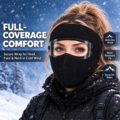 ✨Winter Face Mask with Detachable Goggles, Windproof Thermal Fleece Lined Full Face Cover 🥽