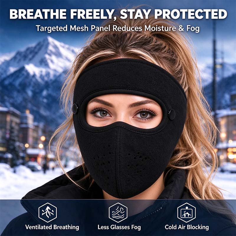 ✨Winter Face Mask with Detachable Goggles, Windproof Thermal Fleece Lined Full Face Cover 🥽
