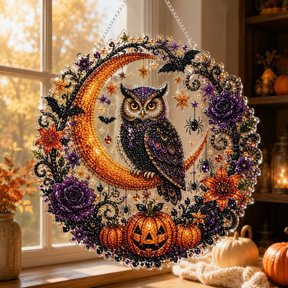 🔥🎃Halloween Black Cat Moon Diamond Art Hanging Ornament Kit