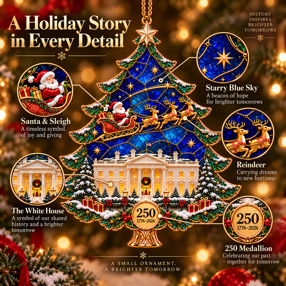 🎄 250th Anniversary Christmas Tree Ornament – 1776–2026 Keepsake