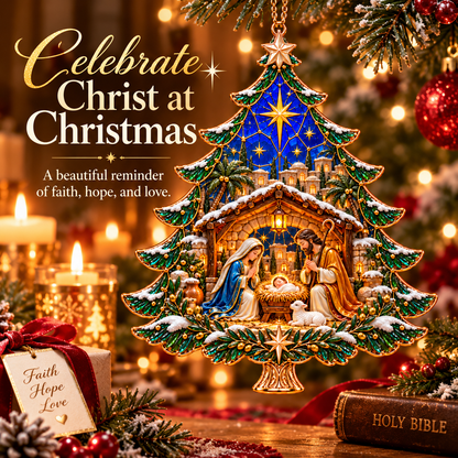 2026 Nativity Christmas Tree Ornament – Stained Glass Holy Family Keepsake, Meaningful Faith Gift & Holiday Décor