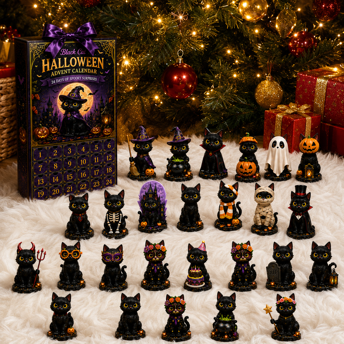 24-Day Christmas Advent Calendar – Halloween Black Cat Ornament
