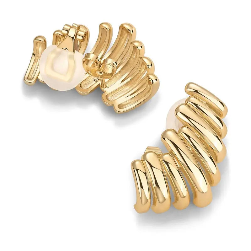 14K Gold Plated Statement Climber Stud Earrings for Women ✨💎