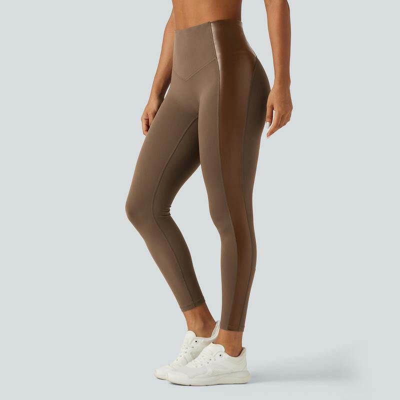 High Waisted Stretchy PU Tummy Control Yoga Leggings with Pocket 🖤✨