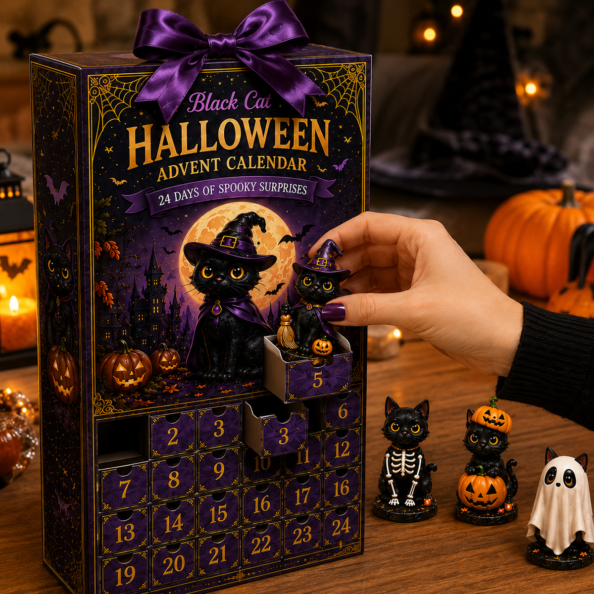 24-Day Christmas Advent Calendar – Halloween Black Cat Ornament