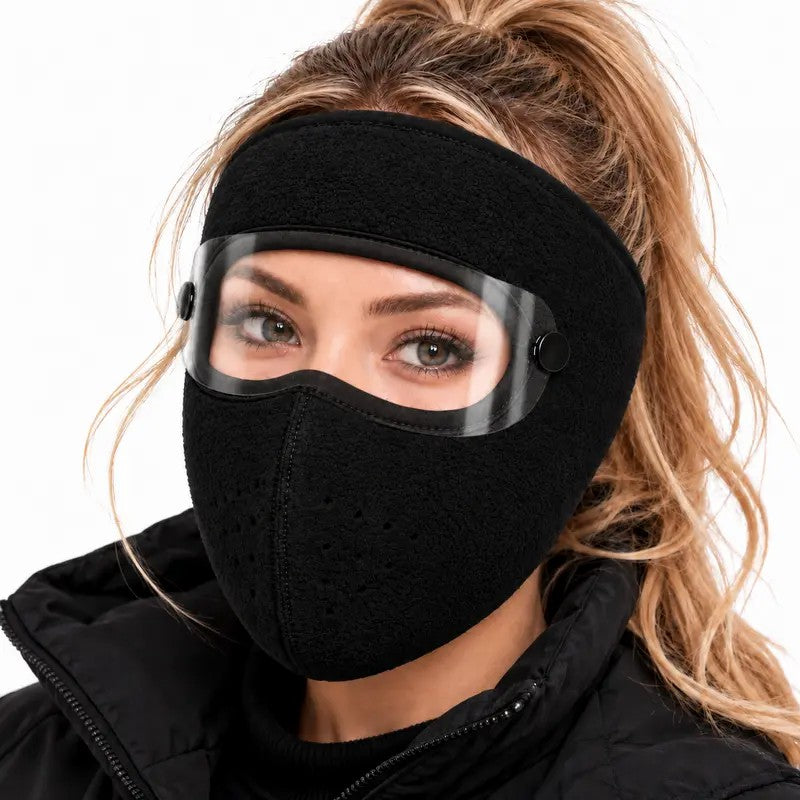 ✨Winter Face Mask with Detachable Goggles, Windproof Thermal Fleece Lined Full Face Cover 🥽