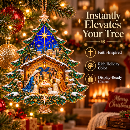 2026 Nativity Christmas Tree Ornament – Stained Glass Holy Family Keepsake, Meaningful Faith Gift & Holiday Décor
