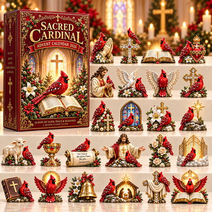 🎉🇺🇸 Limited Edition! 🔥 Sacred Cardinal Advent Calendar 2026 – 24 Christian Keepsake Figurines of Faith, Hope & Christmas Blessings