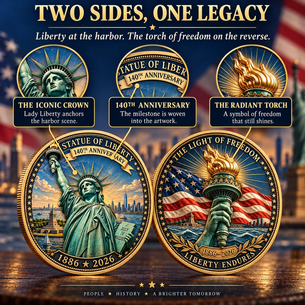 🗽 Statue of Liberty 140th Anniversary Commemorative Coin | 1886–2026 American Heritage Keepsake 🇺🇸