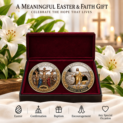 🎉🇺🇸 Limited Edition! 🔥Two Sides, One Promise – Crucifixion & Resurrection Commemorative Coin