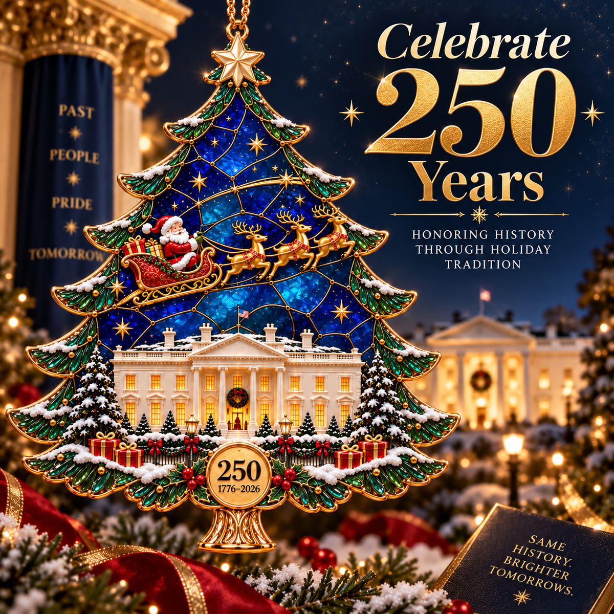 🎄 250th Anniversary Christmas Tree Ornament – 1776–2026 Keepsake