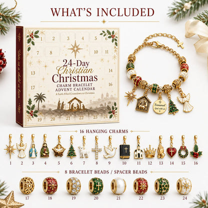 🎉🇺🇸 Limited Edition! 🔥🎄24-Day Christian Christmas Charm Bracelet Advent Calendar