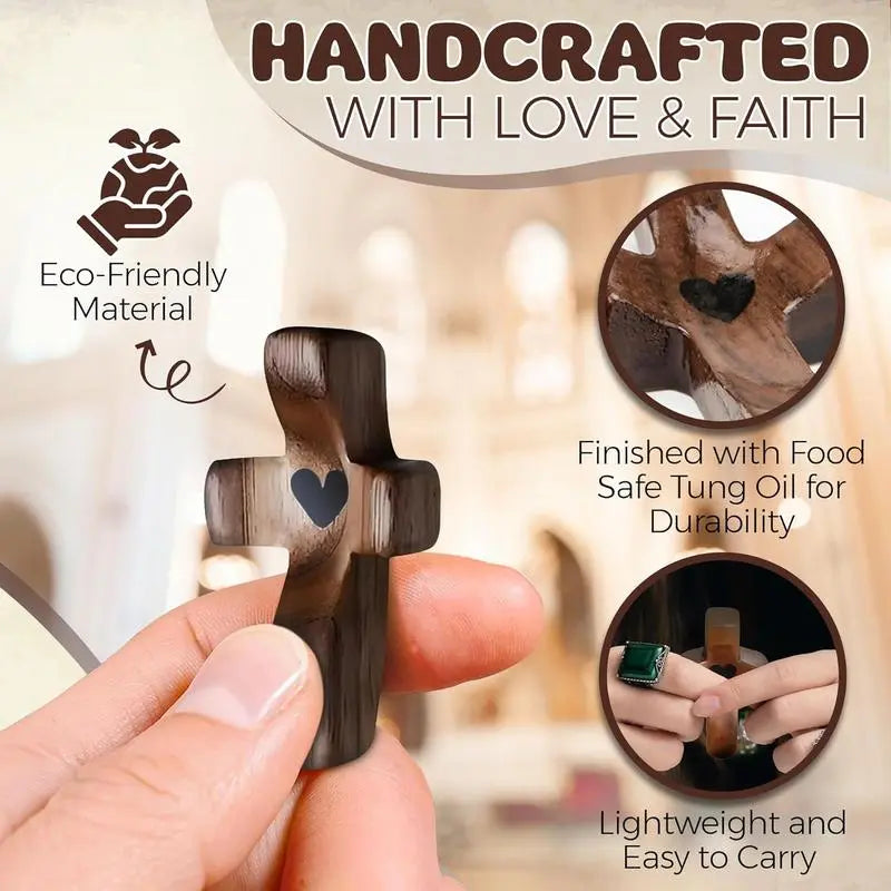 ✝️Handheld Heart-Shaped Pocket Cross – A Christian Keepsake for Prayer and Encouragement