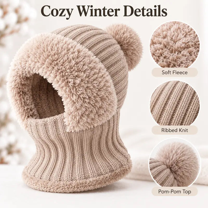 Girls' 3-in-1 Fleece Winter Balaclava - Keep Warm Face Covers & Mask with Hat 🧶