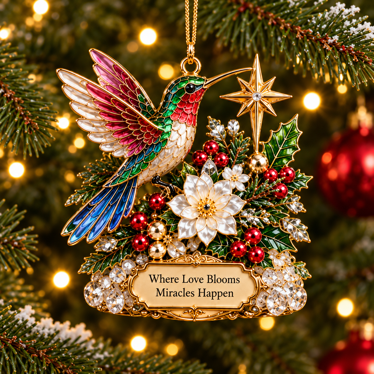 Hummingbird Christmas Ornaments – 4-Piece Keepsake Set