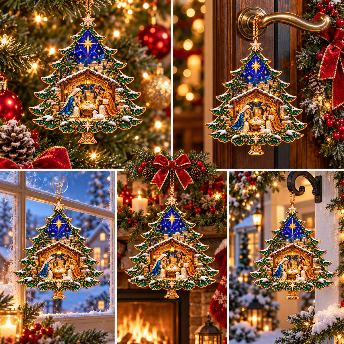 2026 Nativity Christmas Tree Ornament – Stained Glass Holy Family Keepsake, Meaningful Faith Gift & Holiday Décor