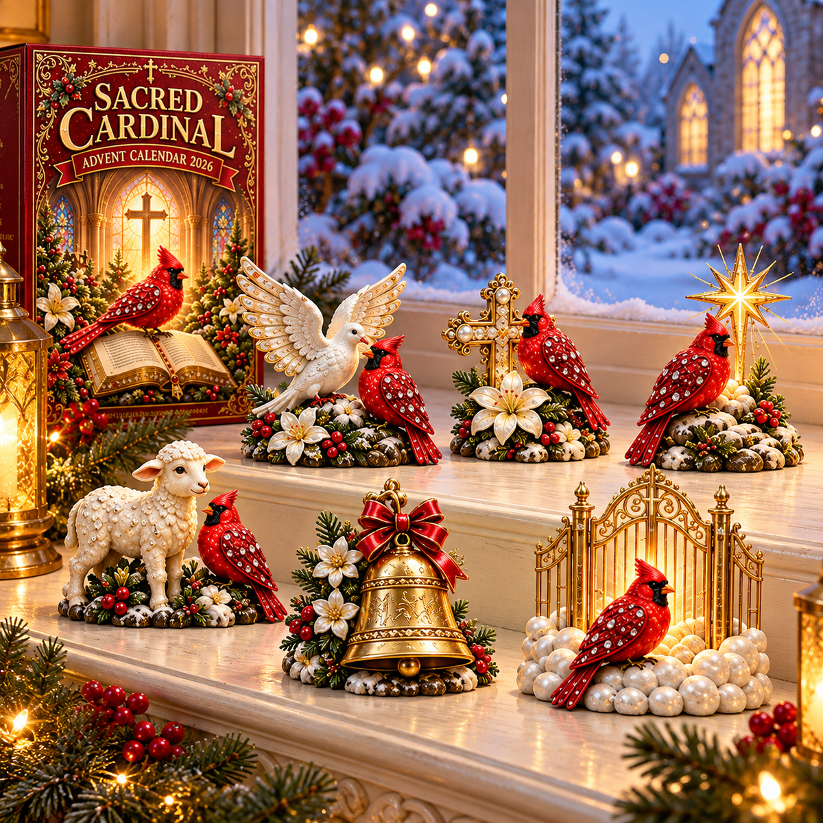 🎉🇺🇸 Limited Edition! 🔥 Sacred Cardinal Advent Calendar 2026 – 24 Christian Keepsake Figurines of Faith, Hope & Christmas Blessings