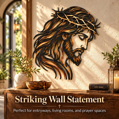 ✝️ Crown of Grace Jesus Metal Wall ArtTM – Rustic Faith-Inspired Christian Wall Decor
