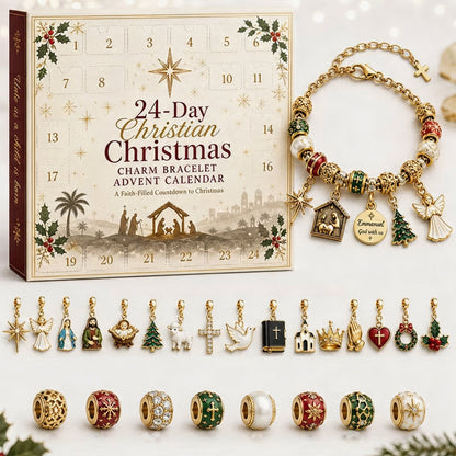 🎉🇺🇸 Limited Edition! 🔥🎄24-Day Christian Christmas Charm Bracelet Advent Calendar