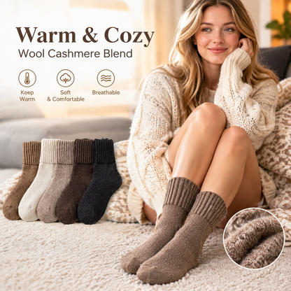 5 Pairs Women's Classical Mid-Calf Polyester Knitting Socks 🧦