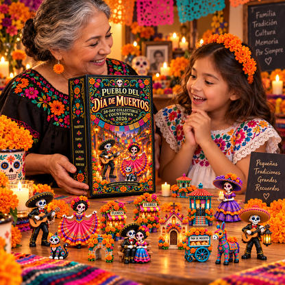 🎉🇺🇸 Limited Edition! 🔥Pueblo del Día de Muertos 2026 – 24-Day Day of the Dead Collectible Countdown Calendar with 24 Unique Miniatures