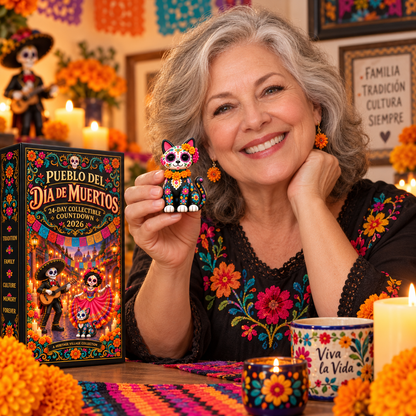 🎉🇺🇸 Limited Edition! 🔥Pueblo del Día de Muertos 2026 – 24-Day Day of the Dead Collectible Countdown Calendar with 24 Unique Miniatures