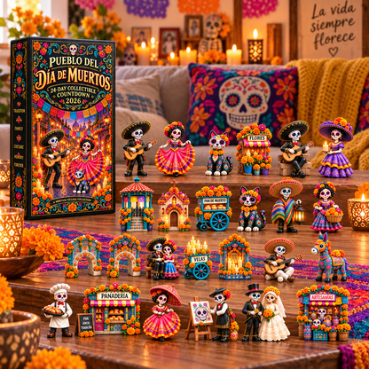 🎉🇺🇸 Limited Edition! 🔥Pueblo del Día de Muertos 2026 – 24-Day Day of the Dead Collectible Countdown Calendar with 24 Unique Miniatures
