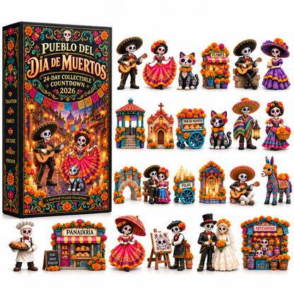 🎉🇺🇸 Limited Edition! 🔥Pueblo del Día de Muertos 2026 – 24-Day Day of the Dead Collectible Countdown Calendar with 24 Unique Miniatures