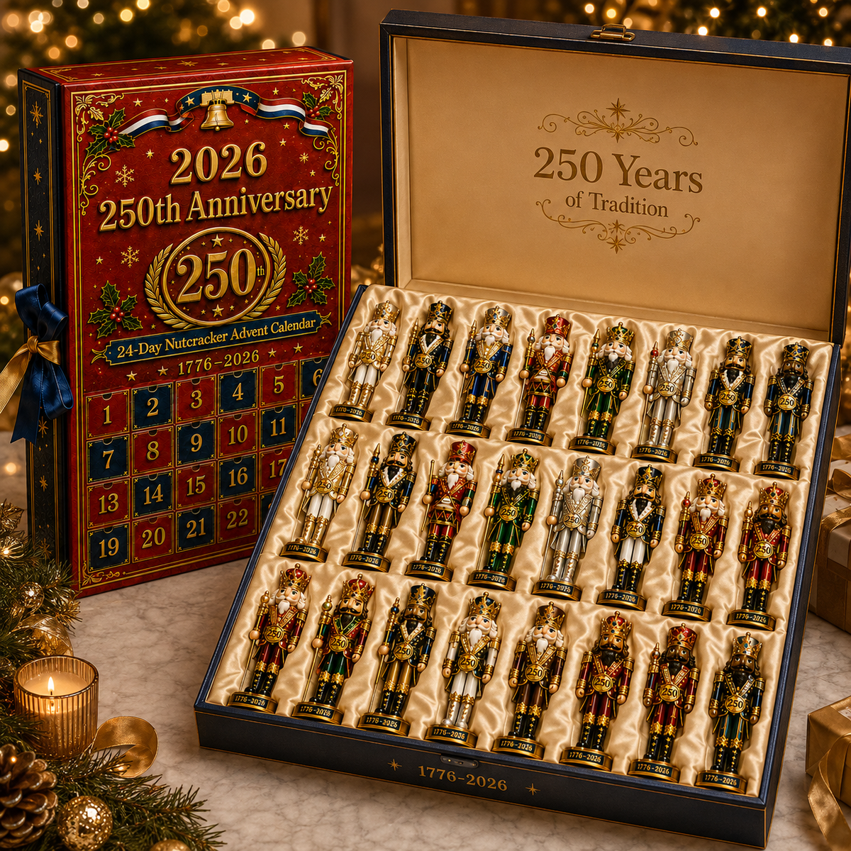 🎉🇺🇸 Limited Edition! 🔥🎁250th Anniversary Nutcracker Christmas Countdown Calendar Blind Box Set