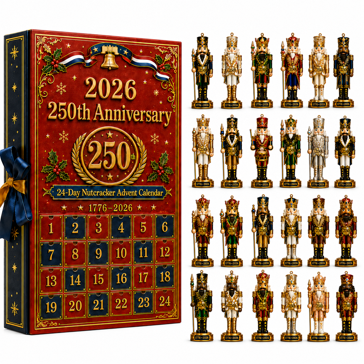 🎉🇺🇸 Limited Edition! 🔥🎁250th Anniversary Nutcracker Christmas Countdown Calendar Blind Box Set