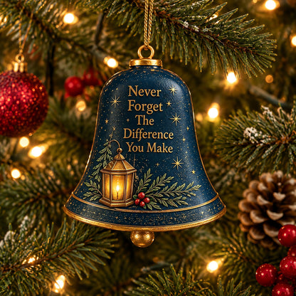 🔔 Sentimental Christmas Bell Ornament – 3D Keepsake with Gold Accents & Heartfelt Verse