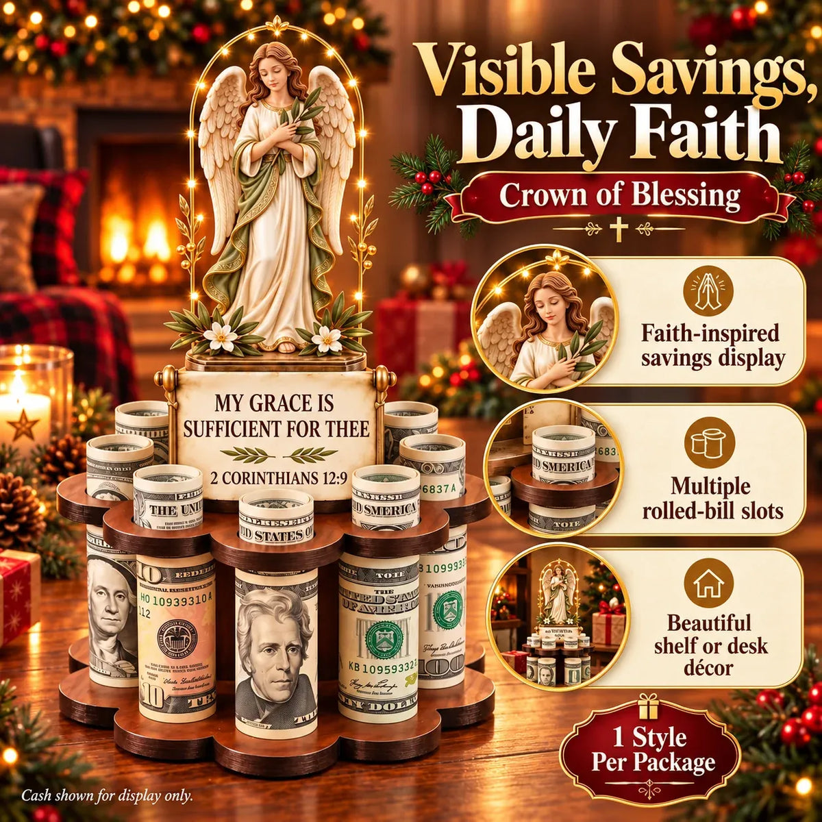 🙏 Bible Verse Savings Challenge Stand – Christian Cash Organizer & Faith-Inspired Gift.