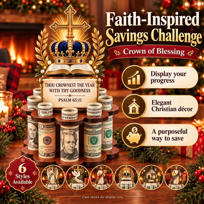🙏 Bible Verse Savings Challenge Stand – Christian Cash Organizer & Faith-Inspired Gift.