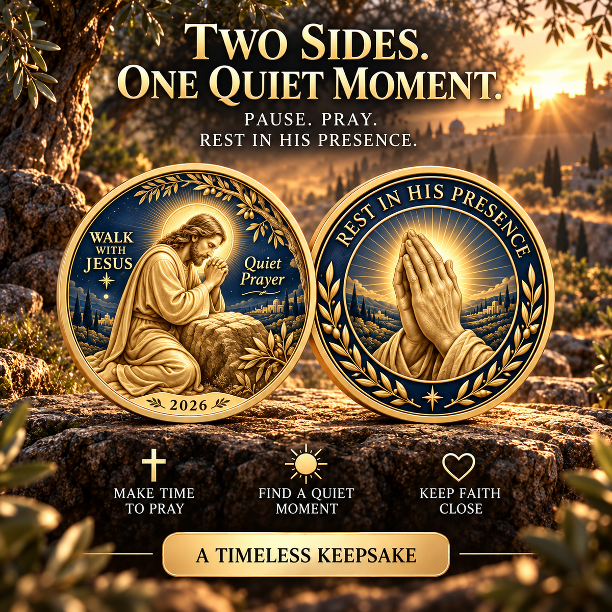 ✝️2026 Walk with Jesus Coin Collection – 6 Double-Sided Keepsakes of Faith, Hope & Love.