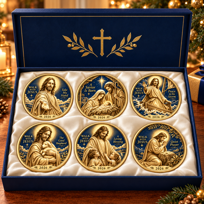 ✝️2026 Walk with Jesus Coin Collection – 6 Double-Sided Keepsakes of Faith, Hope & Love.