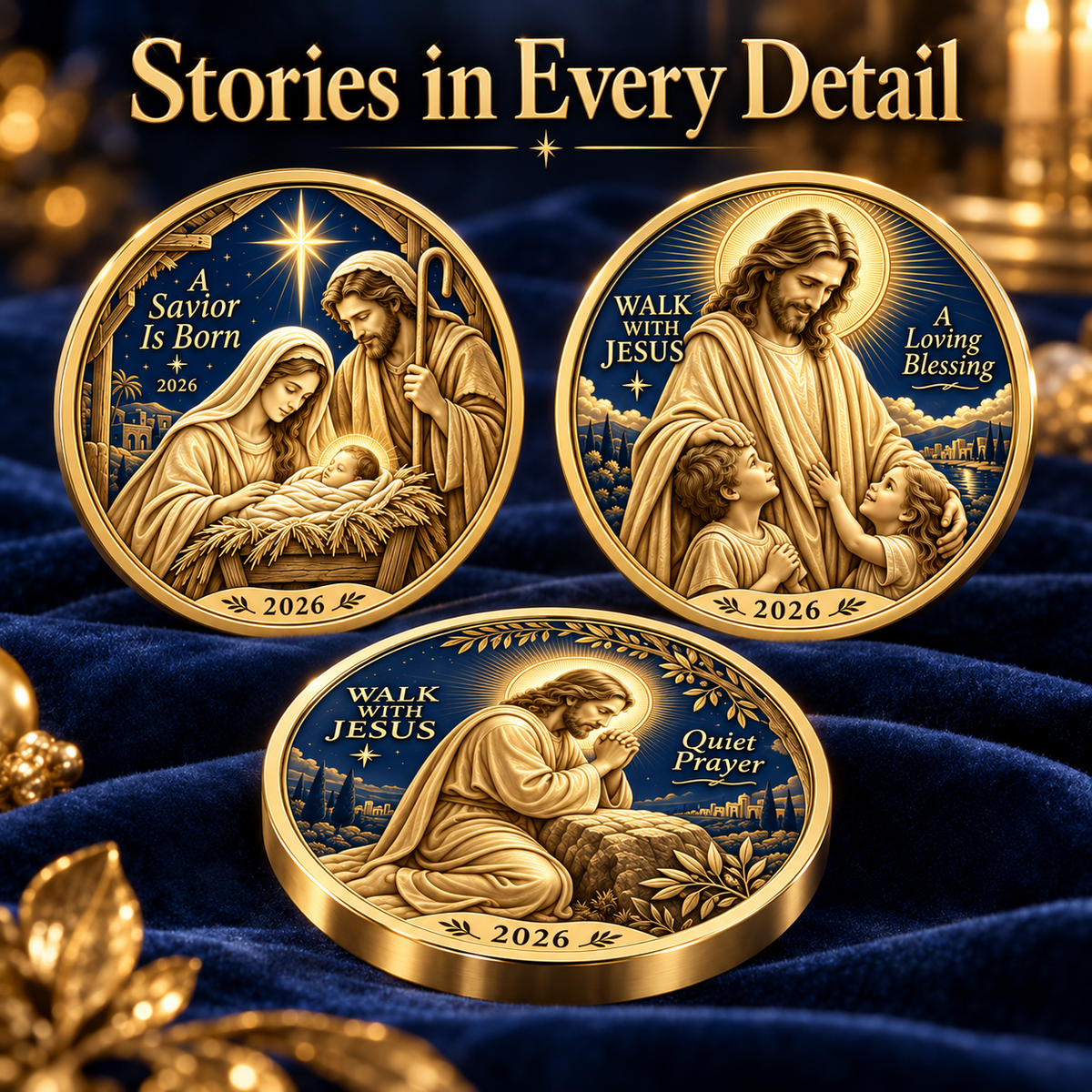✝️2026 Walk with Jesus Coin Collection – 6 Double-Sided Keepsakes of Faith, Hope & Love.