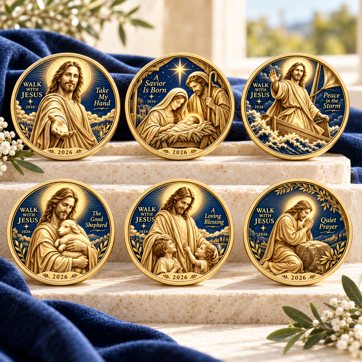✝️2026 Walk with Jesus Coin Collection – 6 Double-Sided Keepsakes of Faith, Hope & Love.