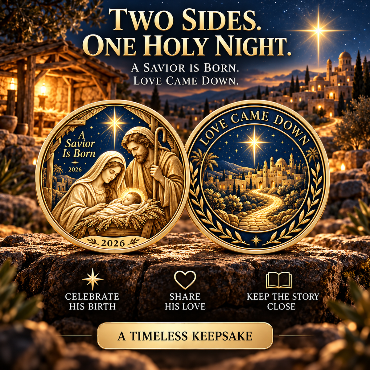 ✝️2026 Walk with Jesus Coin Collection – 6 Double-Sided Keepsakes of Faith, Hope & Love.