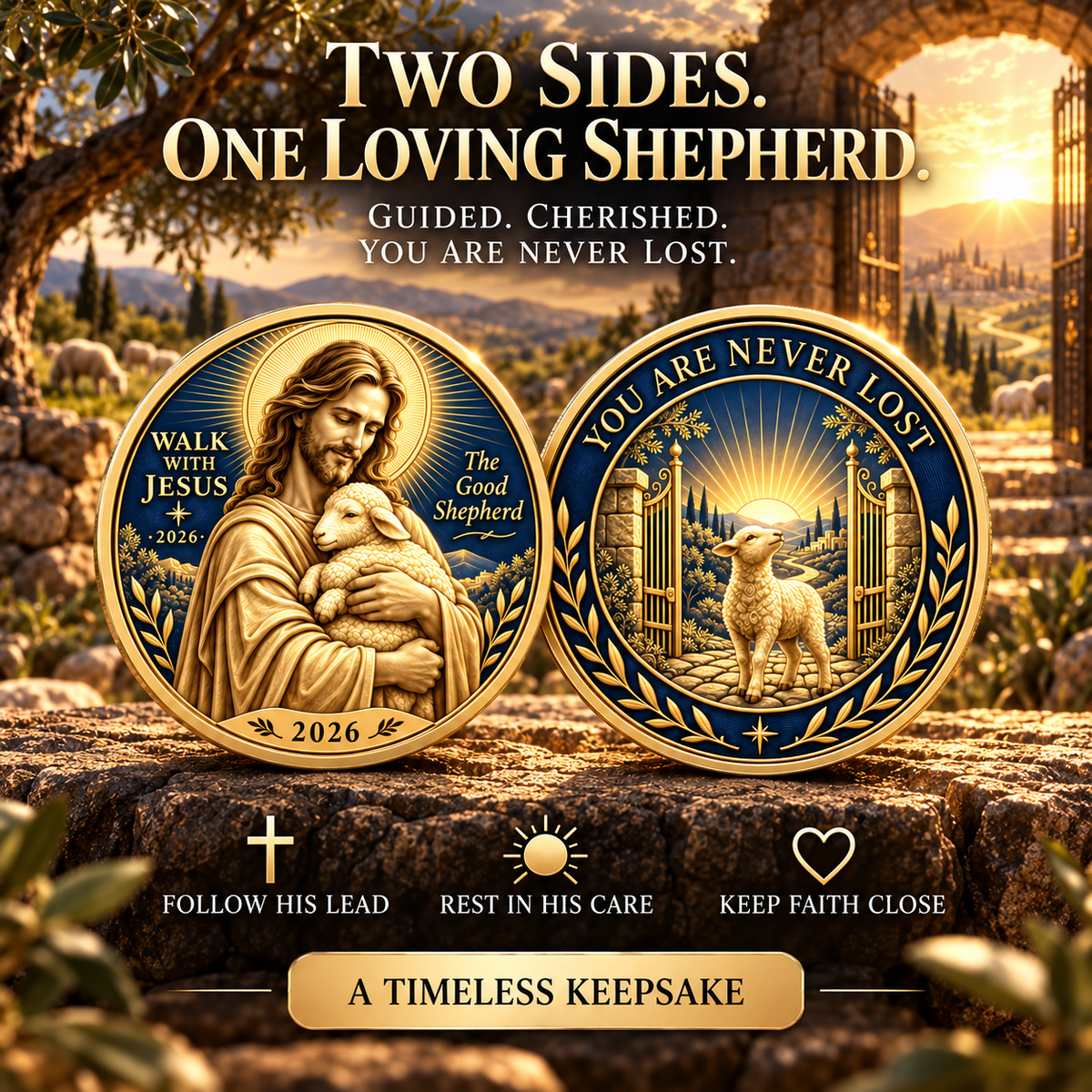 ✝️2026 Walk with Jesus Coin Collection – 6 Double-Sided Keepsakes of Faith, Hope & Love.