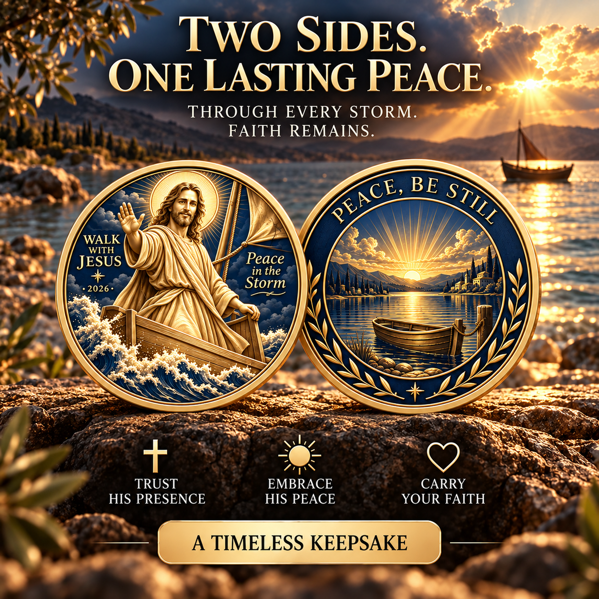 ✝️2026 Walk with Jesus Coin Collection – 6 Double-Sided Keepsakes of Faith, Hope & Love.