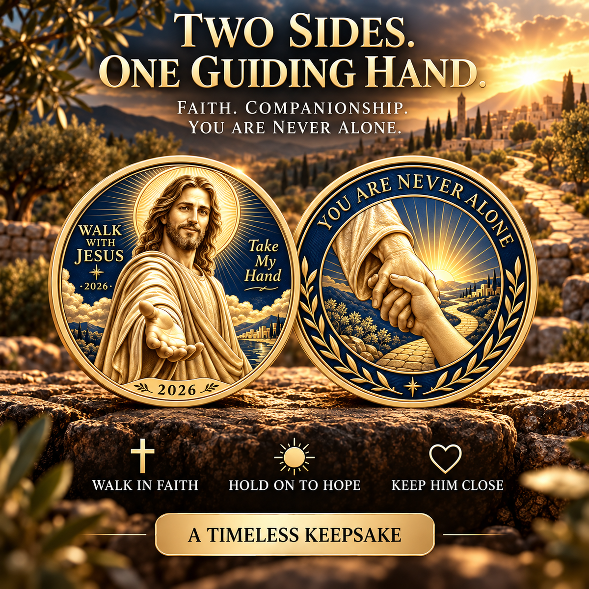 ✝️2026 Walk with Jesus Coin Collection – 6 Double-Sided Keepsakes of Faith, Hope & Love.