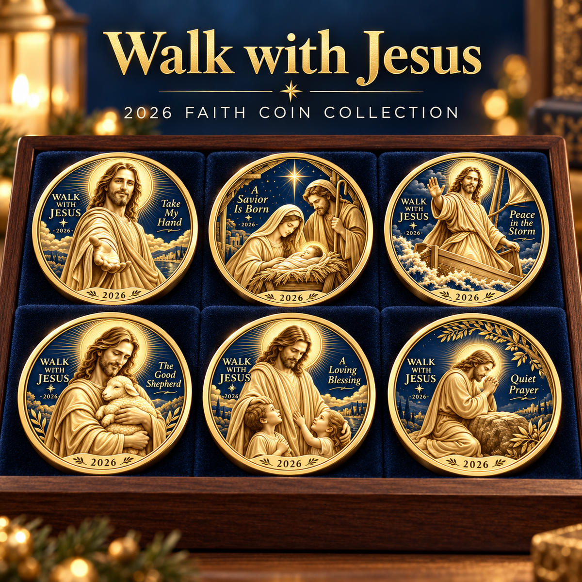 ✝️2026 Walk with Jesus Coin Collection – 6 Double-Sided Keepsakes of Faith, Hope & Love.
